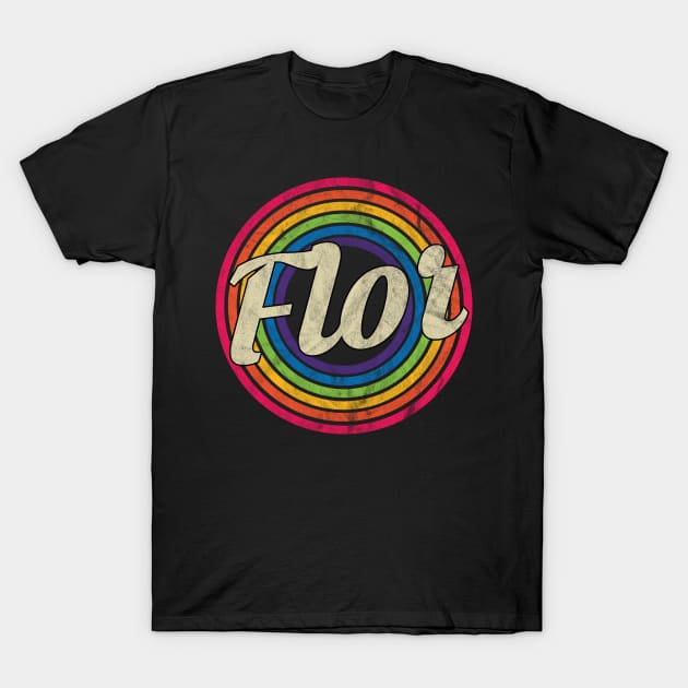 Flor - Retro Rainbow Faded-Style T-Shirt by MaydenArt